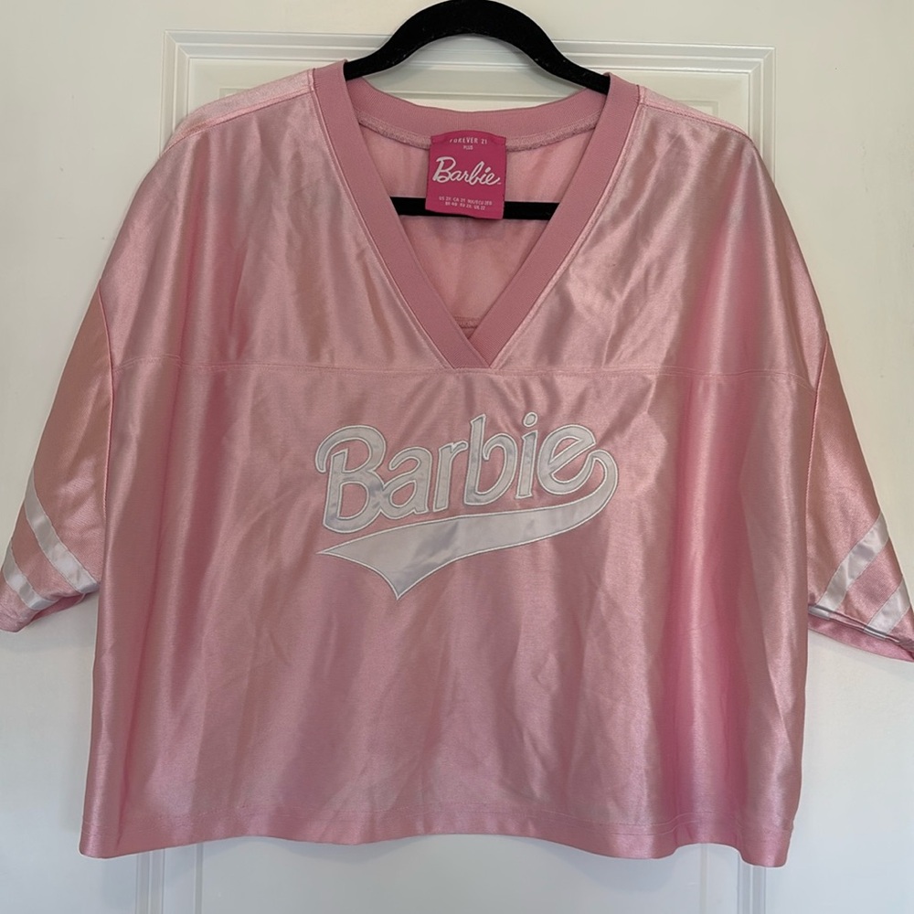 Barbie cropped baby pink jersey